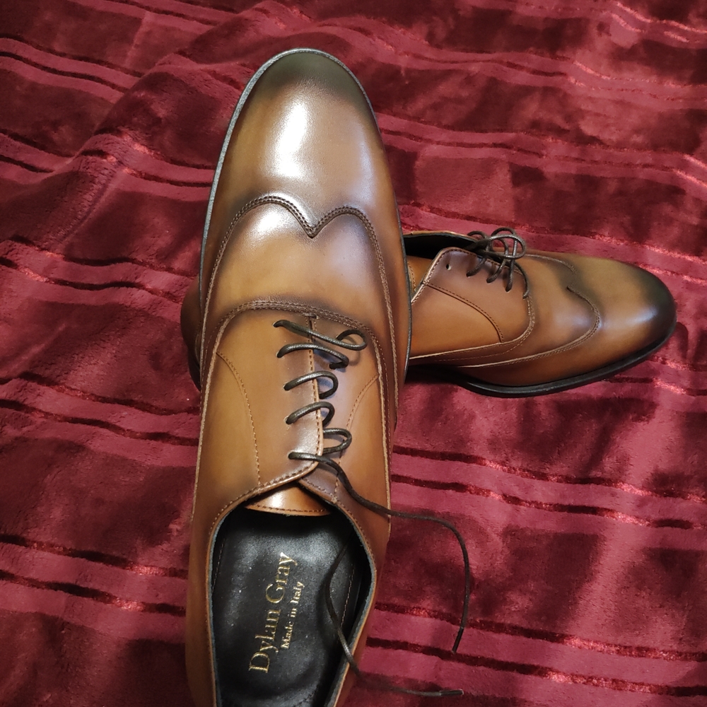 Elegant Dylan Gray Men's Brown Leather Oxfords. Made In Italy.